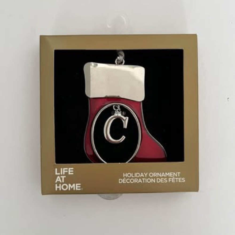 Letter C Metal Christmas Ornament